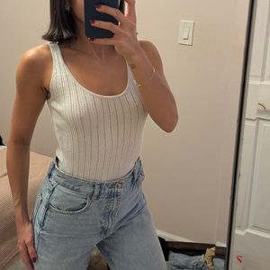 Zara Silver Glitter Bodysuit Top